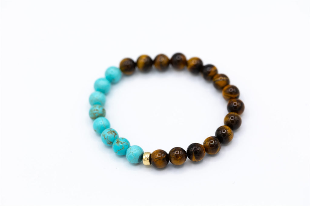 Turquoise & Tigers Eye Half and Half Bracelet